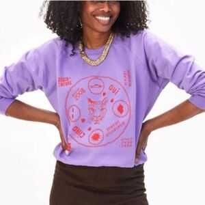 NWOT Clare V purple Graphic Sweatshirt
